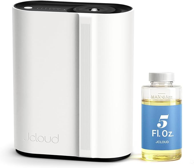 JCLOUD Hotel Scent Diffuser Starter Kit, Waterless Essential Oil Diffuser Cover Up to 2000 Sq Ft - HVAC Cold Air Scent Machine for Large Room, Home & Office, Instant Boost Mode, Included 5 Fl Oz Oils