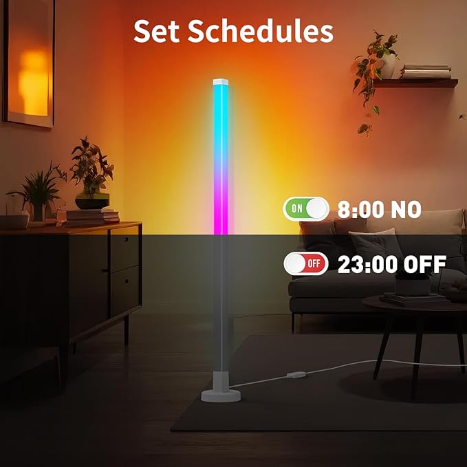 Corner Floor Lamp 2 Pack, Smart RGB Corner Lamp with App and Remote Control, Music Sync Standing Lamp with 16 Million DIY Colors, Modern Ambient Light for Bedroom, Living Room, Gaming Rooms