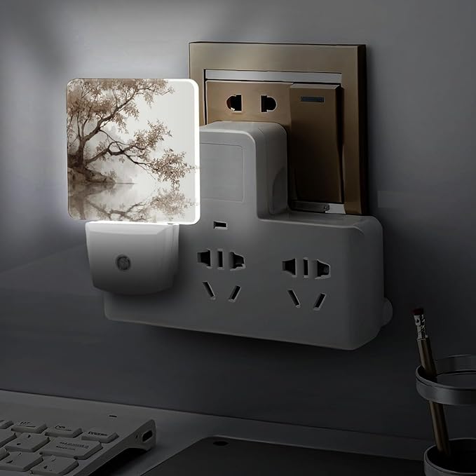 Night Lights Plug Into Wall, Misty Wash LED Smart Light Sensor Night Light Auto Dusk to Dawn for Hallway, Bedroom, Bathroom, Stairway