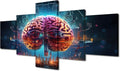 5 Pieces Brain Neural Human Head Pictures for Living Room Smart Brain Canvas Wall Art House Decor Brain Nervous System Modern Office Wall Decor Framed Wall Art for Home Bedroom, (50" Wx24 H)