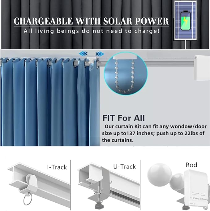 Nexete Smart Curtain Motor Robot, Automatic Curtain Open Timer, Wireless Remote & Smart Life App Control, Add Gateway to Make it Compatible with Alexa, Google Home (Smart Curtain kit)