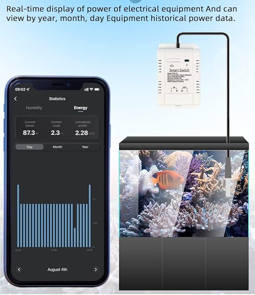 WiFi Smart Waterproof Temperature Controller Sensor Module, Tuya app Wireless Remote 16A Smart Switch with Energy Consumption Monitoring, Compatible with Alexa Google Home