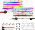 BTF-LIGHTING FCOB WS2814 IC RGBW 6000K COB LED Strip Flexible High Density Uniform Chasing Color LED Light 2X16.4FT Total 32.8FT DC24V 784LED/m 14IC/m 10mm Width(No Adapter or Controller)