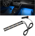 Car Interior LED Strip Light, 12V 24 LED Neon Ambient Night Light with Cigarette Lighter Plug, Automotive Atmosphere Decorative Under Dash Lighting Kit, Car Accessories (Ice Blue)