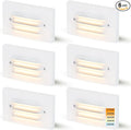 CLOUDY BAY 4 Inch 5CCT 12V 4W Low Voltage LED Step Light with Horizontal Louvered Faceplate for Steps Decks Stairs,Outdoor Stair Lights,Wet Locations,6 Pack,White