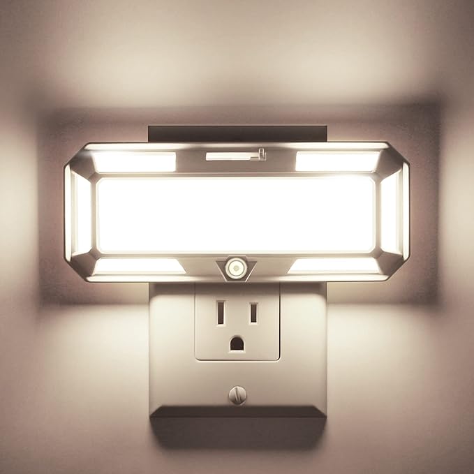 L LOHAS LED Bright Night Lights Plug into Wall, 0-250LM LED Night Light, Dusk to Dawn Sensor, 2W Dimmable Night Light, Daylight 5000K for Bathroom, Adults, Hallway, Bedroom, Stairway
