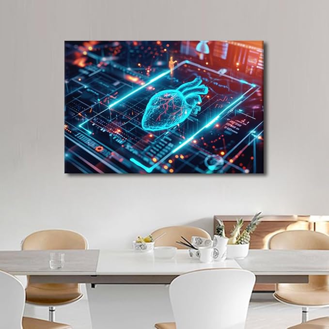 Artificial Intelligence Canvas Printing Wall Art Large Wall Art for Living Room AI Generated Print Artwork Canvas Office Computer Screen Picture Framed Wall Art Office Bedroom 24" Wx36 Hx1 Panel