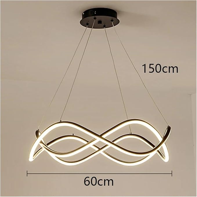 Modern Home Decor Led Lights Pendant Light Lamps for Living Room Chandeliers for Dining Hanging Indoor Lighting,Modern LED Chandelier(RC Remote dimming,Black-D60cm)