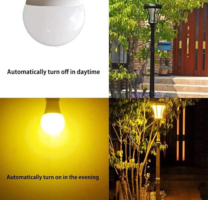 Taysing Dusk to Dawn Light Bulbs Auto On/Off 40 Watt Equivalent Smart Light Sensor LED Bulb Security Bulb Outdoor Night Light Bulb Garage Porch 5W 500lm E26 Amber Yellow 2 Pack