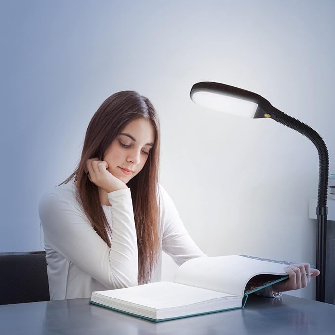 Brightech Litespan - Bright LED Floor Reading Lamp for Over Chair Crafts and Reading, Estheticians' Light for Lash Extensions, Adjustable Standing Lamp for Living Room, Bedroom, Office - Havana Brown