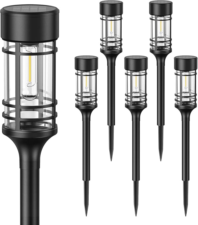 LETMY Solar Pathway Lights Outdoor, 6 Pack Solar Lights Outdoor Waterproof IP65, Bright Solar Garden Lights Outdoor, Auto On/Off Outdoor Solar Lights for Yard Walkway Driveway Landscape Garden Decor