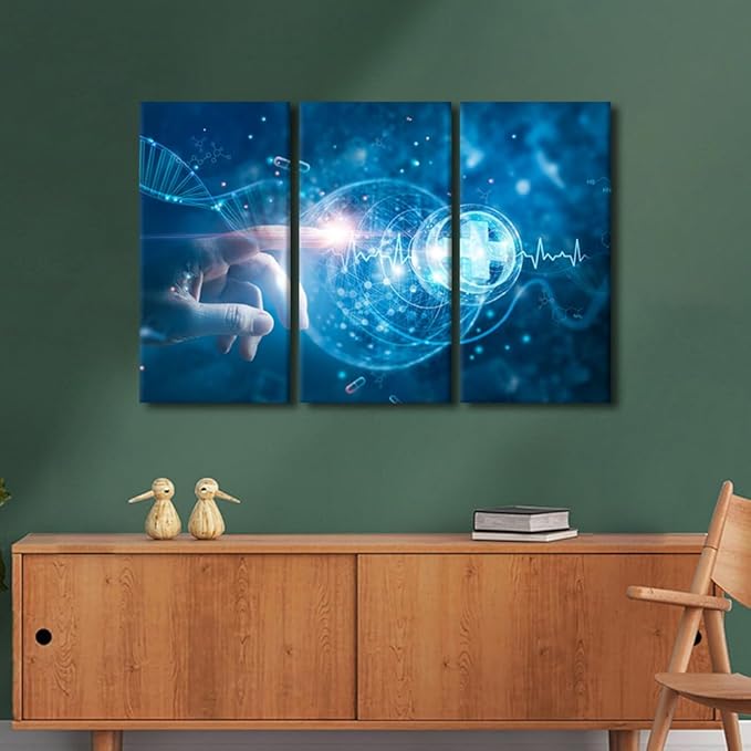 Rebotipy Wall Art Decor Modern Home Wall Canvas Art Doctor Poster Artwork 3 Panel Living Room Canvas Art Medical Technology and Innovation Wall Art Decor for Living Room Bedroom Decoration 28" Wx42 H