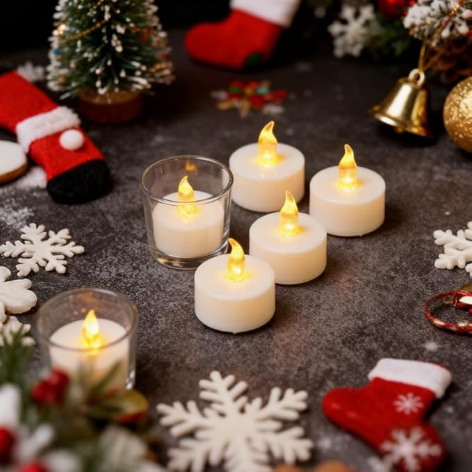 YIWER Tea Lights LED Tea Light Candles 200 Hours Pack of 400 Realistic Flickering Bulb Battery Operated Tea Lights for Seasonal Festival Celebration Electric Fake Candle in Warm Yellow