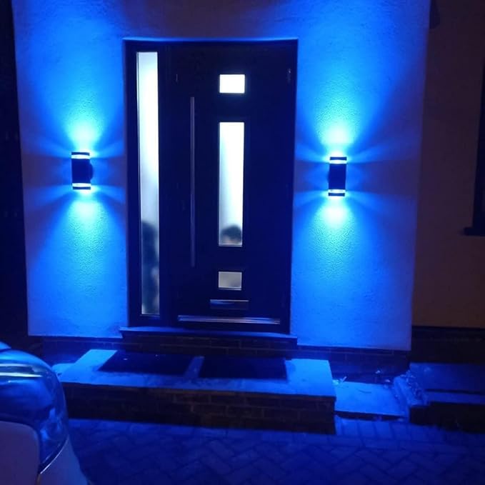Up and Down Outdoor Wall Lights, Mi.Light Remote Control Warm White 1000lm Color Changing RGB-CCT Outdoor Wall Light IP65,Smart Light Bulb GU10 Exterior Fixture with ETL (3 Pack)