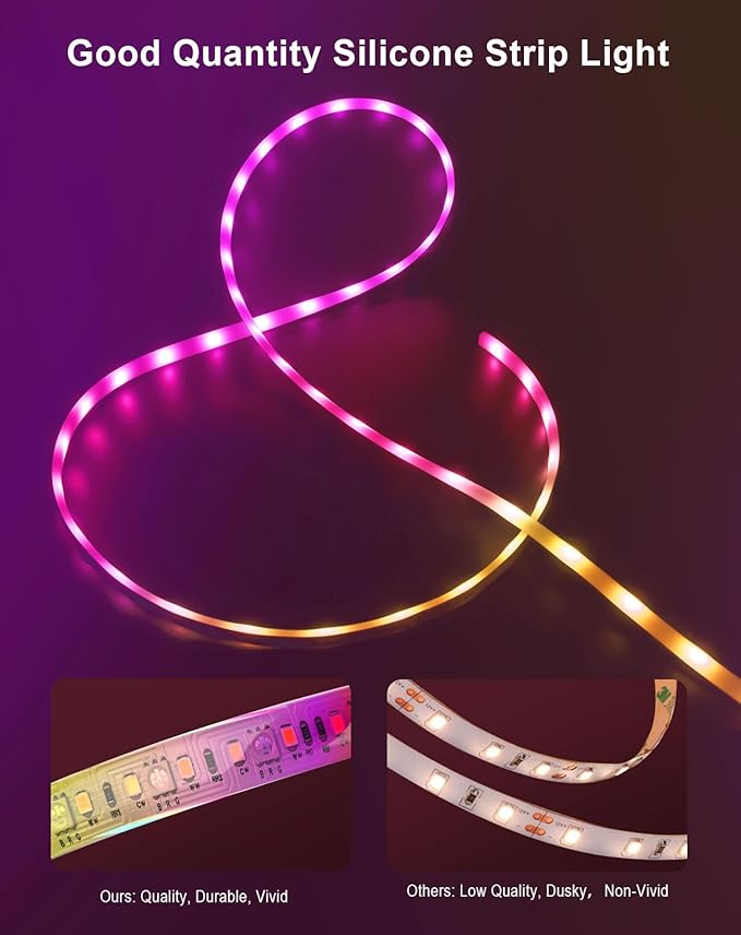 Zigbee3.0 RGBCW Smart LED Strip Lights,2M/6FT Ambient LED Strip Light,16Million Colors Changing LED Light Strip for Bedroom…