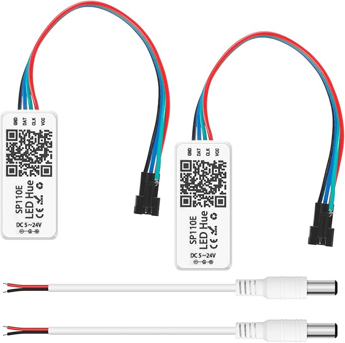 VIPMOON SP110E Bluetooth LED Controller, 2 Pack 5-24V Pixel LED Light Strips Controller, iOS/Android APP Remote Control for WS2812B WS2815 SK6812 APA102 RGB/RGBW Strip Lights