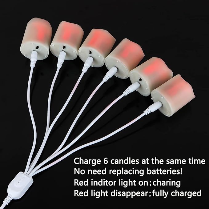 FREEPOWER Rechargeable Flameless Flickering Tea Light Candles Remote Control High Brightness Votive Candles with Cycling Timer, for Home and Holiday Decor, Pack of 6.