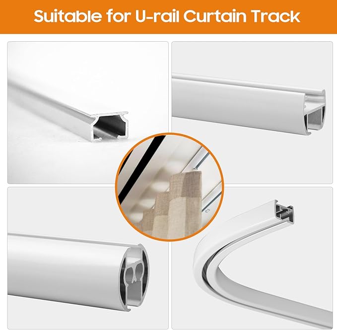 Wireless Automatic Curtain Motor for Track and Rod Systems - Smart Home Automation Device with Bluetooth Connectivity and Integrated Sensors - 4000mAh Rechargeable Battery (U-rail Type Pack of 2)