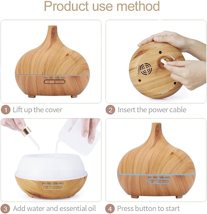 WiFi+Bluetooth Smart Essential Oil Diffuser Compatible with Alexa, Ultrasonic Aromatherapy Diffuser & Mist Humidifier with Voice & APP Remote Control, Schedule & Timer,RGB Light (EU)