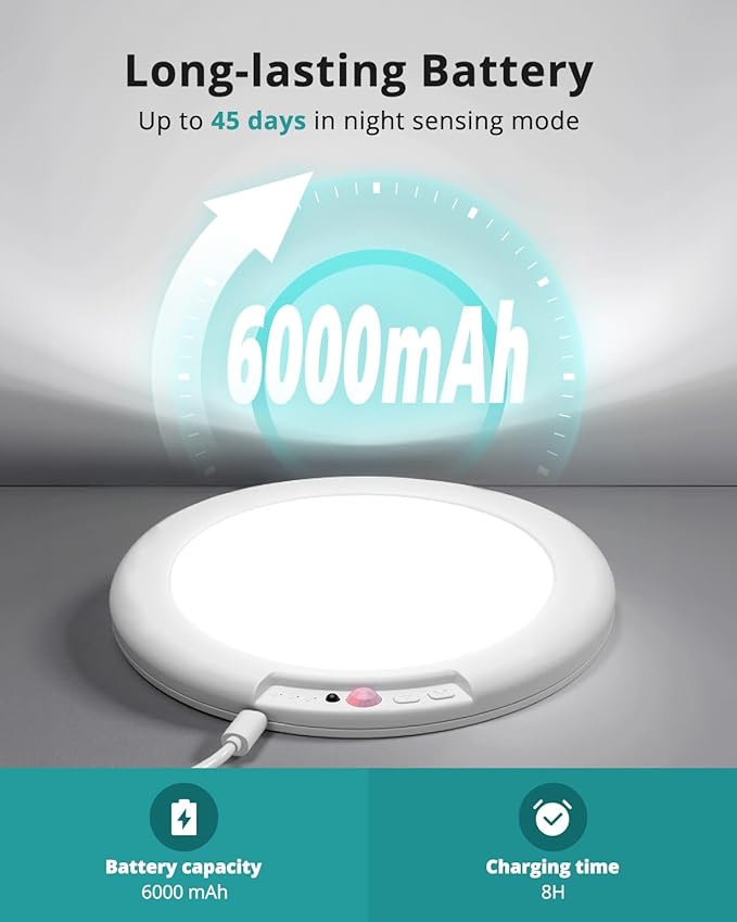 wowatt Battery Operated Ceiling Light Rechargeable Ceiling Lights with Remote Wireless Shower Lighting 3000K 4500K 6500K 7.48in Dimmable Timing Overhead Light for Closet Shower Living Room(4 Pack)