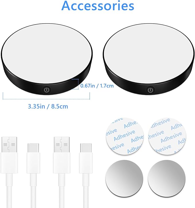 Ferswe Dimmable Touch Light, 3000K Rechargeable Touch Lights Stick on, Closet Light with 1000mAh Large Battery, LED Night Light for Closet, Counter, Kitchen, Bedroom and Wall(2 Pack)