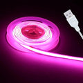 Short Led Strip Lights Pink 5V USB LED Lighting COB LED Strip Pink Flexible LED Tape Light Not Dimmable Small led, for Display Cabinet, Home DIY Lighting Room Decor TV Lights (3.28FT/1M)