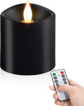 3x3 Flickering Flameless Candles, Real Wax LED Candles with Timer, Flameless Candles with Remote,Battery Operated Candles, for Holiday Home Decor, Black