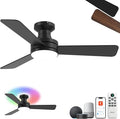 42" RGB Ceiling Fan with Light, Music Sync Smart Fan with Alexa/Google/App Control, Low Profile Flush Mount, 6-Speed Quiet DC Motor, 4 CCT Dimmable Lighting for Bedroom Living Room, Black