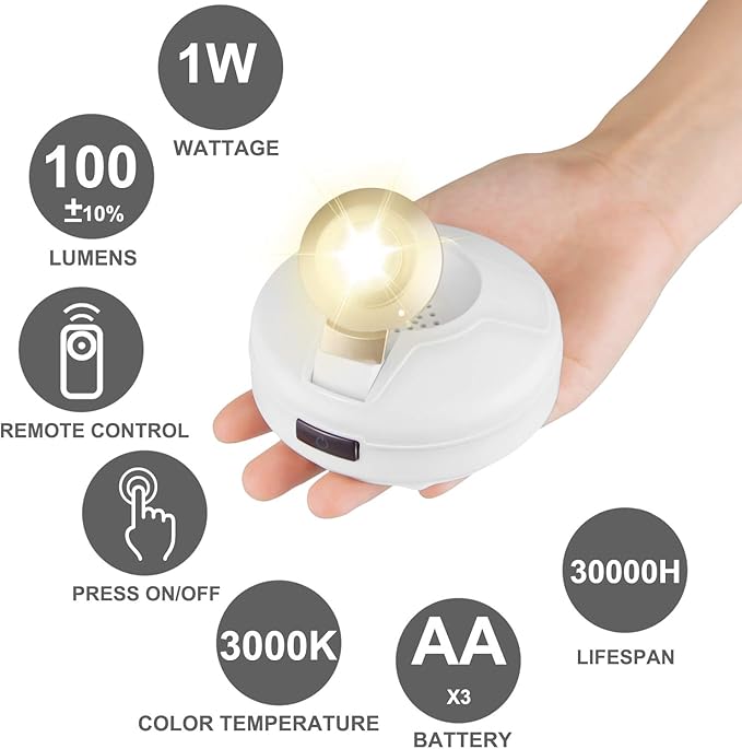 BIGLIGHT Battery Operated Accent Lights, Wireless Spotlight, LED Puck Light, Dimmable Uplight with Remote, Stick on Lights for Painting Picture Frame Artwork Closet Tree Plants