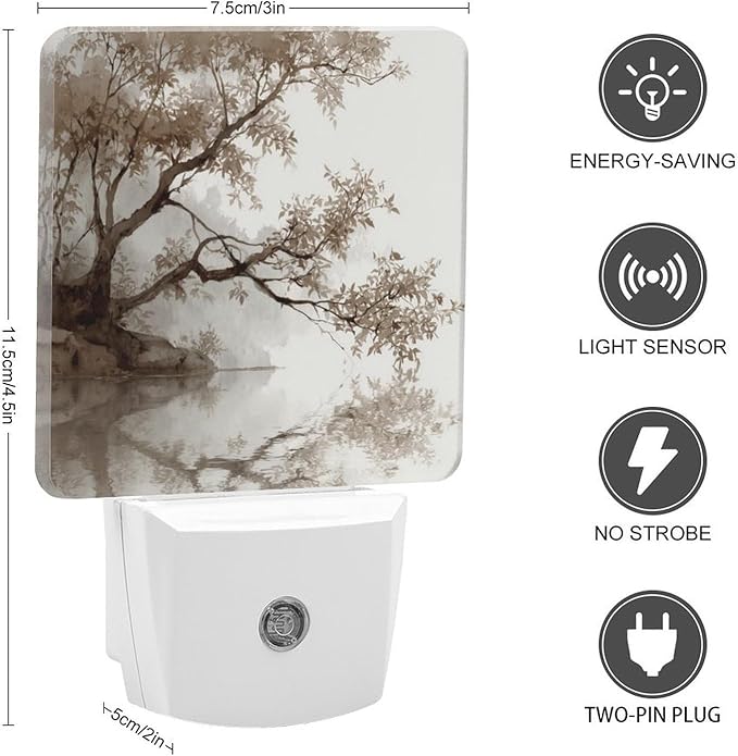 Night Lights Plug Into Wall, Misty Wash LED Smart Light Sensor Night Light Auto Dusk to Dawn for Hallway, Bedroom, Bathroom, Stairway