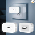 LED Nightlights Plug in Wall Voice AI Activated 2-Pack with USB Charging Port, 130LM, 3000K White Night Lights for Kids Adults Room Nursery Bedroom Bathroom Hallway