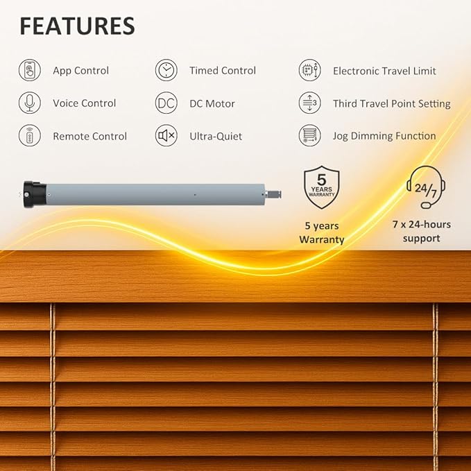 Tuya WiFi Smart Roller Shade Motor 45mm, Electric Blinds Motor No Hub Needed, Compatible with Alexa Google Home, App Control, Heavy Duty Retrofit Kit. (50 N.m for Φ63mm（2-1/2"") Groove Tube
