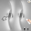 Battery Operated Wall Sconce Set of 2,Brushed Nickel Wall Sconces with Remote Control,3000K-6000K Modern LED Wireless Wall Light for Living Room, Hallway, Bedroom, 39.3 Inch (2 Pack)