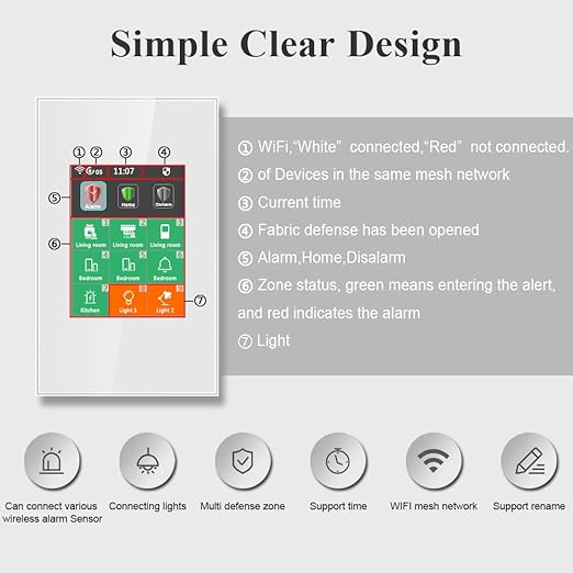 LANBON L8 LCD Alarm Smart Switch, Smart Home Security & Light Control Switch,Indoor Alarm System for Home Security,DIY Door/Window Alarm with APP No Subscription-7 Pieces Kit,Need Neutral Wire,L8-HAK