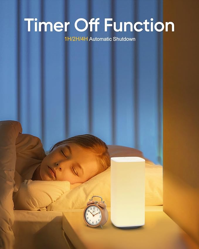Bedside Table Lamp Touch & Remote 3 Modes & 256 RGB Colors, Touch Night Light for Kids with Warm White Lights Dimmable, Nursery Night Light Timer for Bedroom Living Room Outdoor Camping