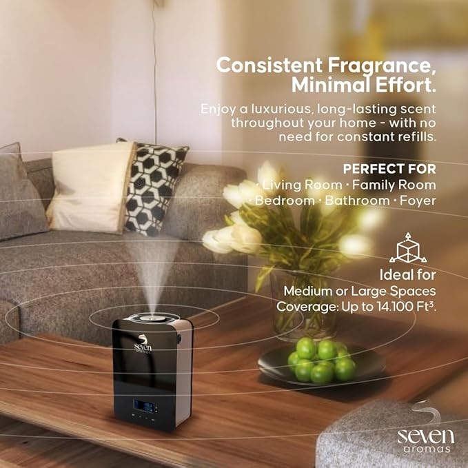 SevenAromas SV711 Smart Scent Diffuser for Home & Office – Cold Air Technology, Waterless Essential Oil Diffuser – Covers up to 2,000 Sq Ft – Bluetooth App Control – Aromatherapy for Large Rooms
