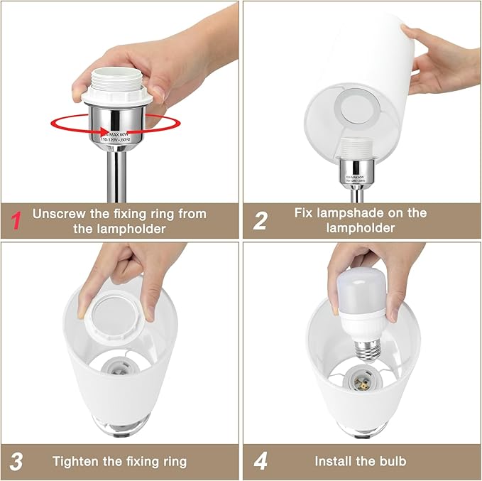 Dicoool Bedside Table Lamps for Bedroom Set of 2 - Touch Lamp for Nightstand with USB-A+C Charging Ports - 3 Way Dimmable Small Desk Lamp White for Office, Dorm Room, Living Room, Reading, Nursery