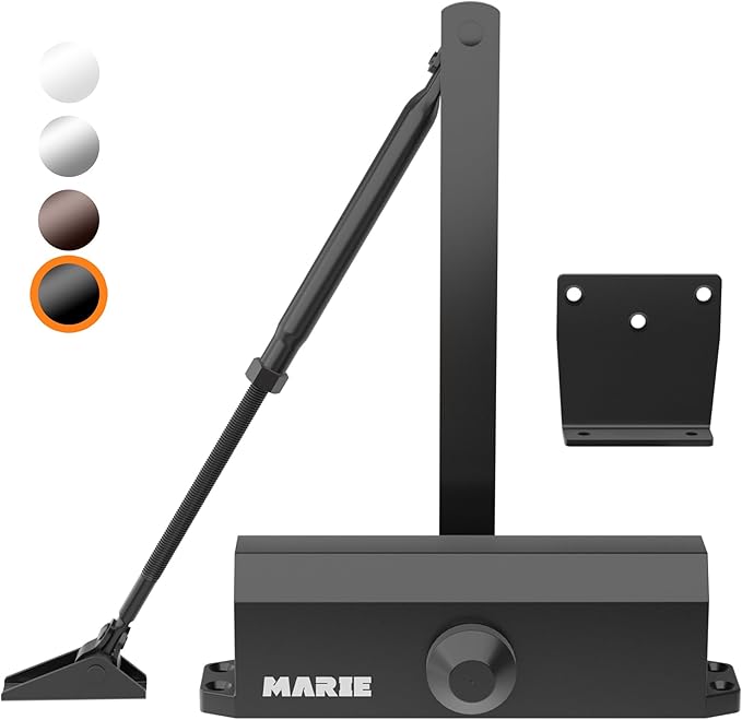Marie Hold Open Door Closer Applies Regular,Top Jamb Mounting,Adjustable Automatic Size 2 Door Closer for 55-99 lbs Residential and Commercial Light Doors