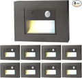Horizontal LED Step Lights, Motion Sensor & Dusk to Dawn, IP65 Waterproof, 3000K-5000K Adjustable, 3W 120V Bronze Stair Lights Tread Lighting Indoor Outdoor, ETL Listed - 8PK