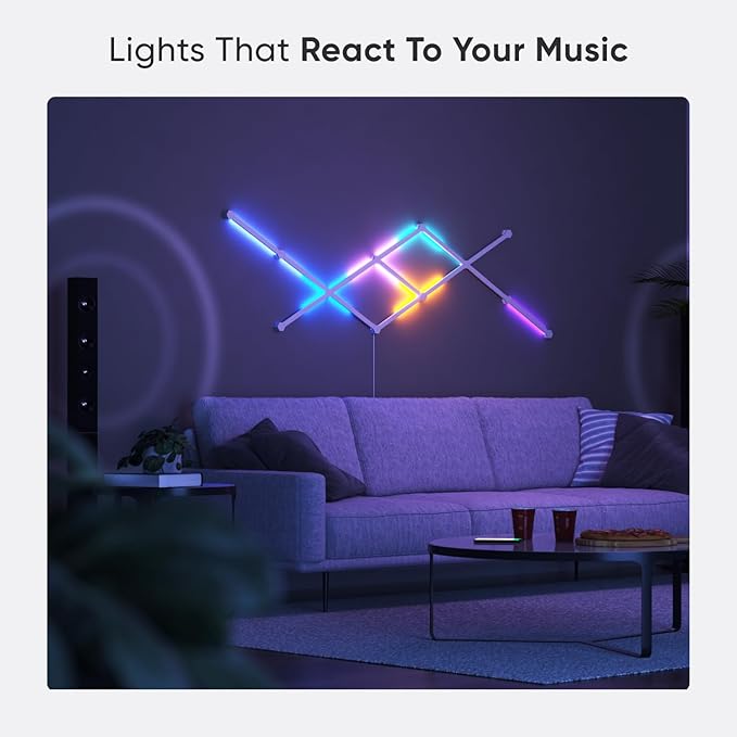 Nanoleaf Lines LED Wall Lights, RGBW Smart Geometry Wall Light Bar with Music & Screen Sync, WiFi Wall Light Panels with Alexa & Google Assistant for Gaming Room, Streaming (Expansion Pack, 3 Lines)