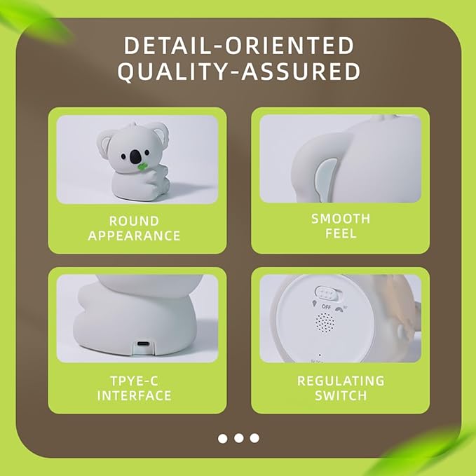 Koala Night Light, 7 Colors Dimmable Bedside Lamp, Touch Control Night Lamp with Timer for Kids Adults, Used for Camping Party Room Decor (Koala)