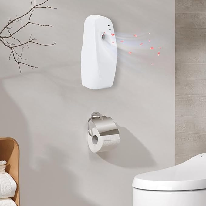 300ml Automatic Air Freshener 24H 8/15/30Min Timer Mist Spray Dispenser Wall Mounted for Bathroom 30 sq.m (No Battery)