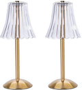 Cordless Table Lamps for Home,Table,Dining Room, Gold Rechargeable Lamps, USB Charge 12'' Tall LED Brass Portable Outdoor Indoor Table Lamp with Built-in Dimmer (Pack2 Gold Flower Lamp)