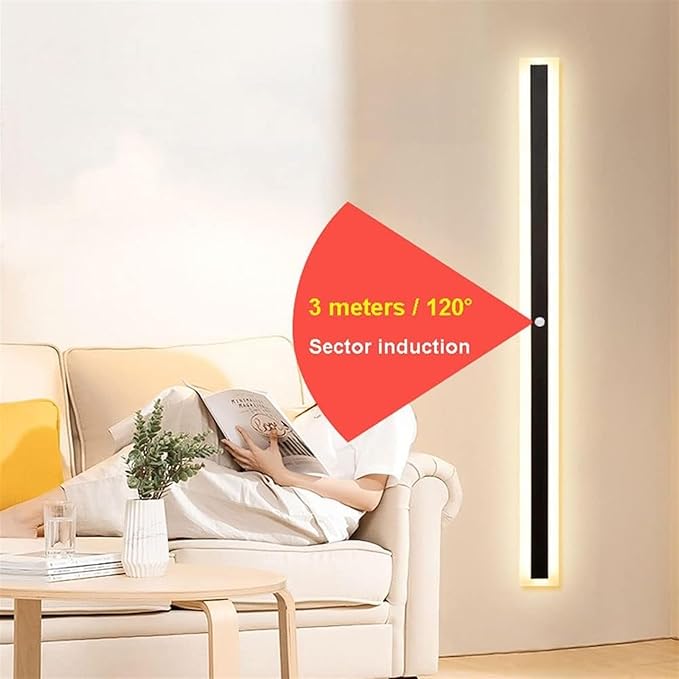 LED Motion Sensor Wall Light Strip Linear Wall Lamp, Indoor Human Body Motion Activated Sensor Wall Sconce Night Lights, Minimalist Bedroom Bedside Lamps for Hallway Oldsix-66(6000k,80cm)