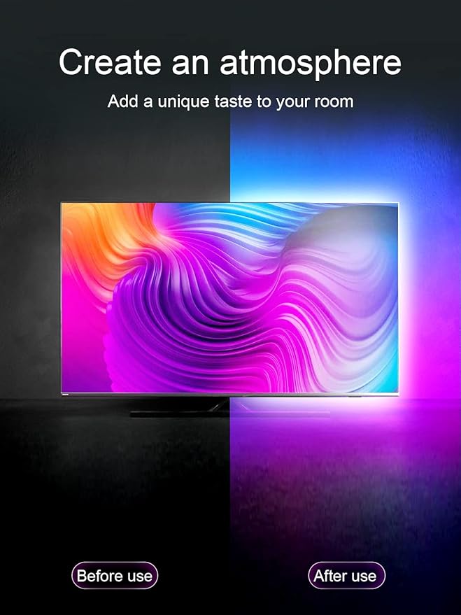 TV LED Backlight, 23ft LED Lights for 70-100 Inch TVs, RGB TV Backlight Behind with Remote, Music Sync Bluetooth APP Control Strip Lights USB Powered for Bedroom, Gaming Room, Home Décor