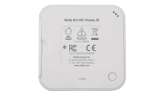 Shelly BLU H&T Display ZB Black, Bluetooth & Zigbee Operated Temperature & Humidity Levels Sensor, E-Paper Display, Home Assistant, Alexa, Google Home, Real-Time Monitoring, Long-Life Battery