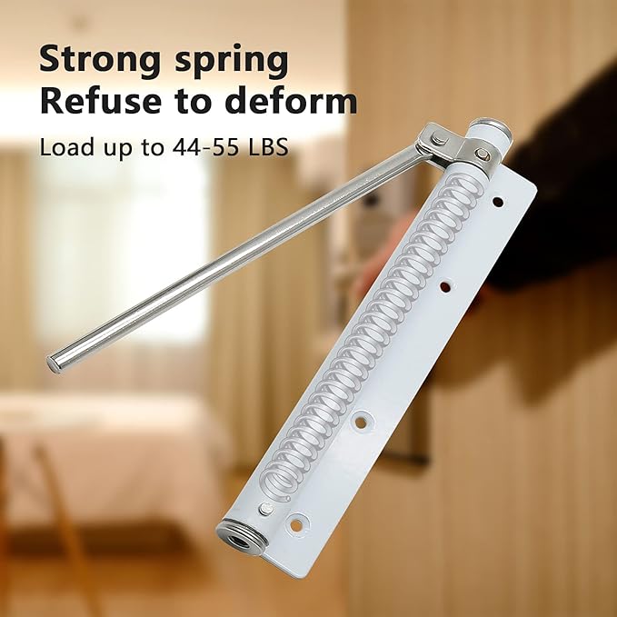 Adjustable Spring Storm Door Closer, Automatic Door Closers Hinge, Heavy Duty Safety Spring Door Closer for Residential Commercial (White Color)