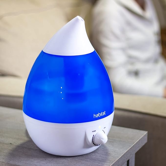 Habitat Cool Mist Ultrasonic Humidifier with Large 2.5L Tank, Whisper Quiet Humidifier with LED Light for Bedroom, 24 Hours of Continuous Mist, Blue (Pack of 1)