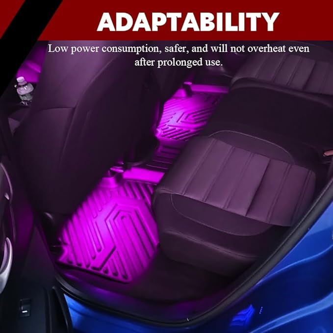 Car Interior LED Lights, Automotive Ambient Neon Light Kit with USB Port, Automotive Under Dash Decoration Night Lamp for Men and Women, 4 in 1 Decoration Lights for Car, Garden, Home, Part (Pink)