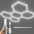 Dimmable Hexagon Garage Lights: 20% 50% 100% Dimmable LED Gerage Hexagon Lights 21000lm Super Bright Car Detailing Ceiling LED Shop Light for Warehouse Workshop Gym Basement Car Care Wash Room